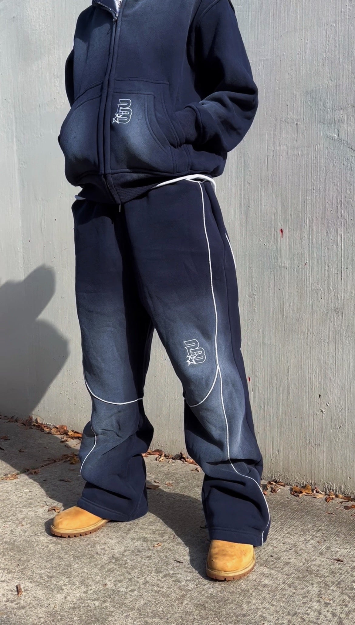 R3BIRTH Washed "Navy" Baggy Sweat Pants SS24