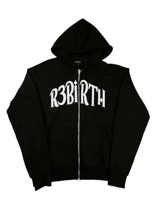 Black "R3BIRTH" Zip Up
